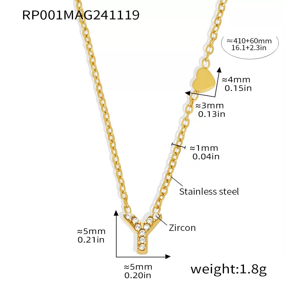 Stainless Steel Initial Letter Necklace