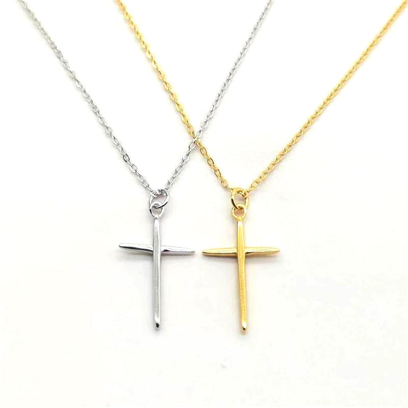 Sterling Silver Minimal Cross Necklace