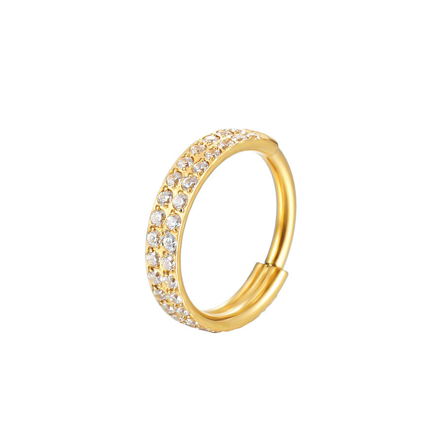 Double Row CZ Hinged Nose Hoop Ring – G23 Titanium