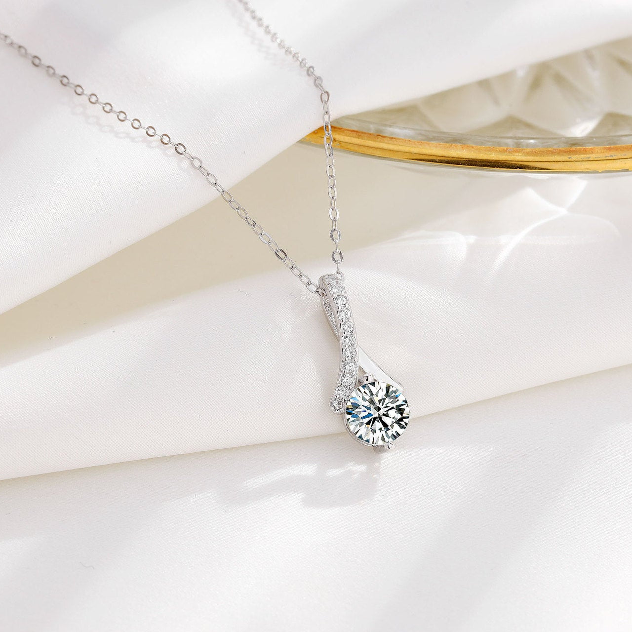 Sterling Silver CZ Drop Necklace