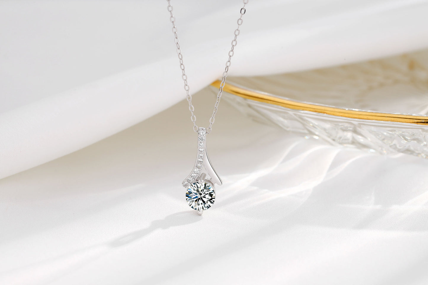 Sterling Silver CZ Drop Necklace