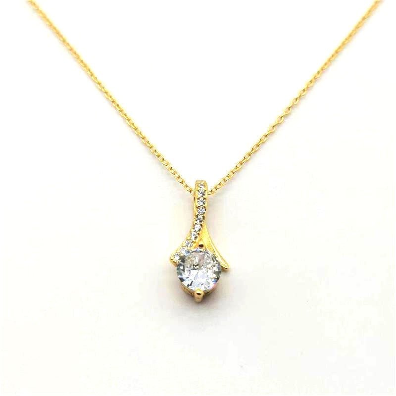 Sterling Silver CZ Drop Necklace