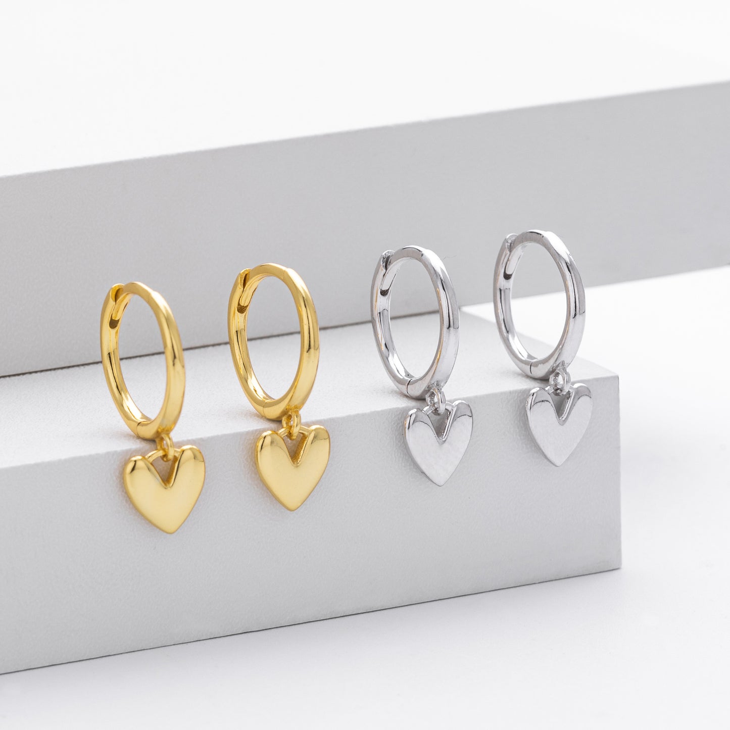 Puffy Heart Huggie Sterling Silver Earrings