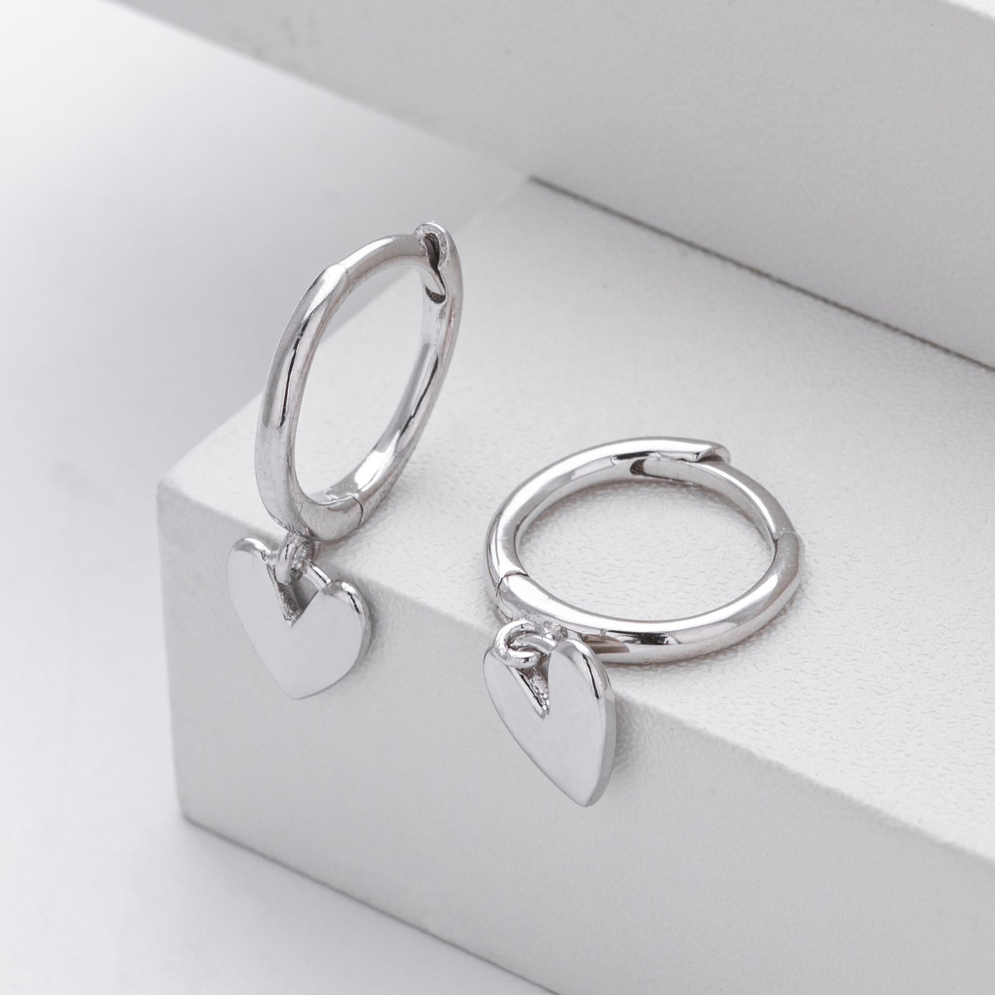 Puffy Heart Huggie Sterling Silver Earrings
