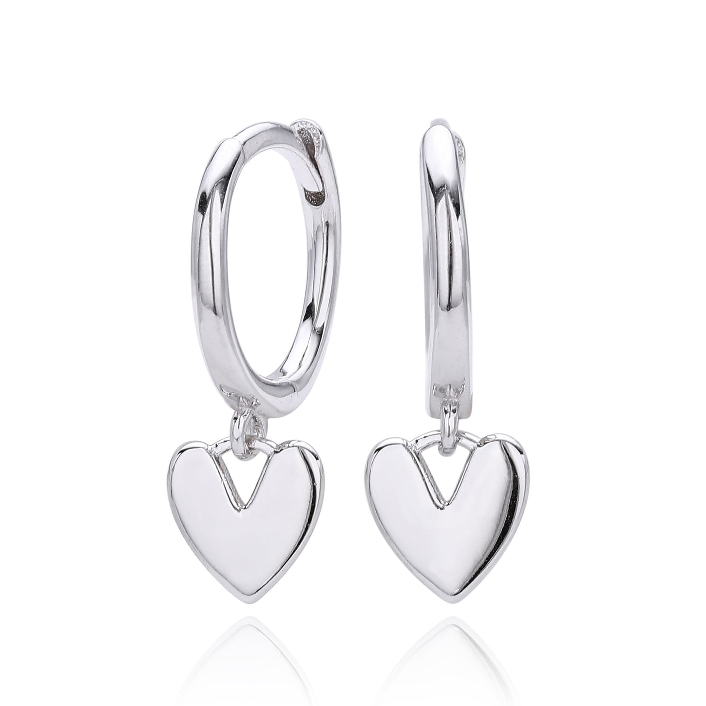 Puffy Heart Huggie Sterling Silver Earrings