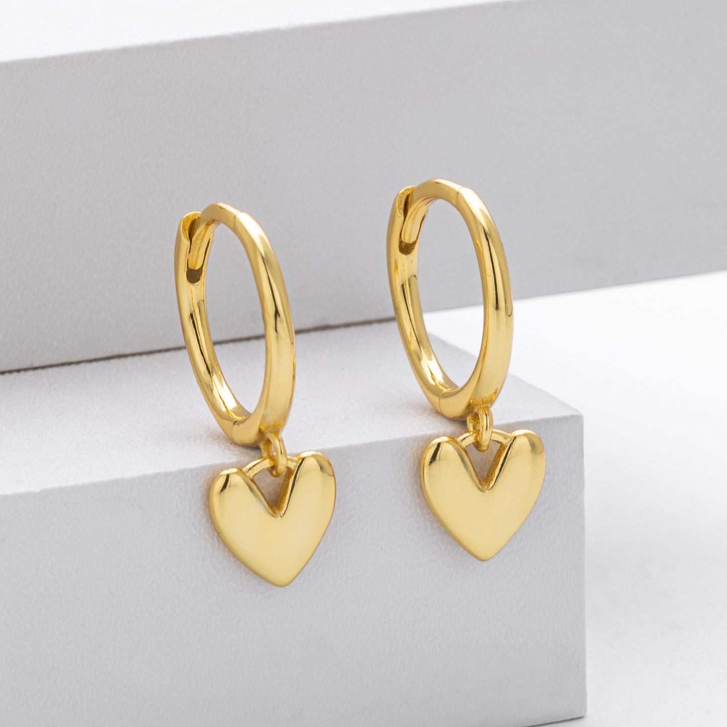 Puffy Heart Huggie Sterling Silver Earrings
