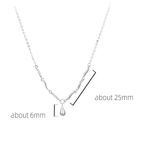 Sterling Silver Twisted Bar & Teardrop Necklace
