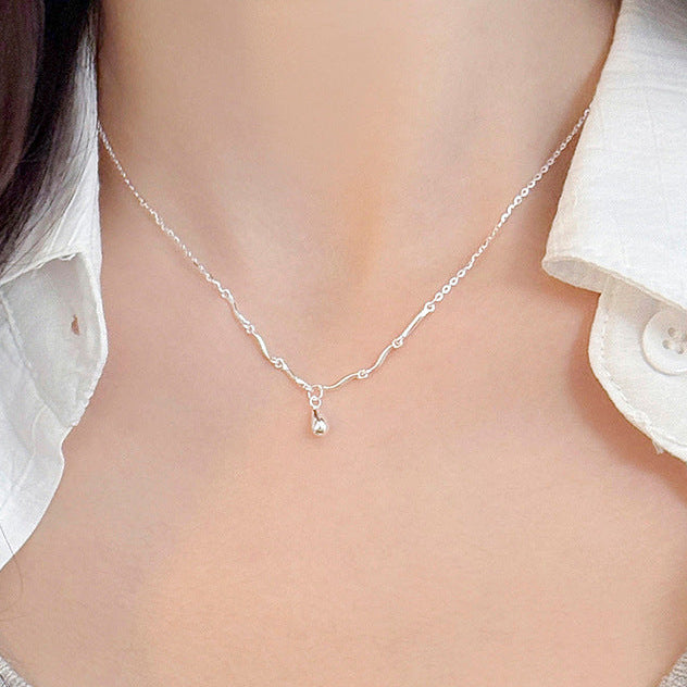Sterling Silver Twisted Bar & Teardrop Necklace