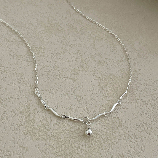 Sterling Silver Twisted Bar & Teardrop Necklace