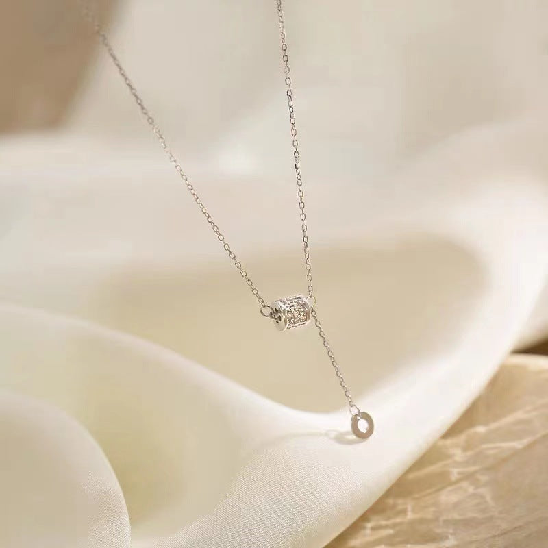 Dainty CZ Bead Drop Sterling Silver Necklace