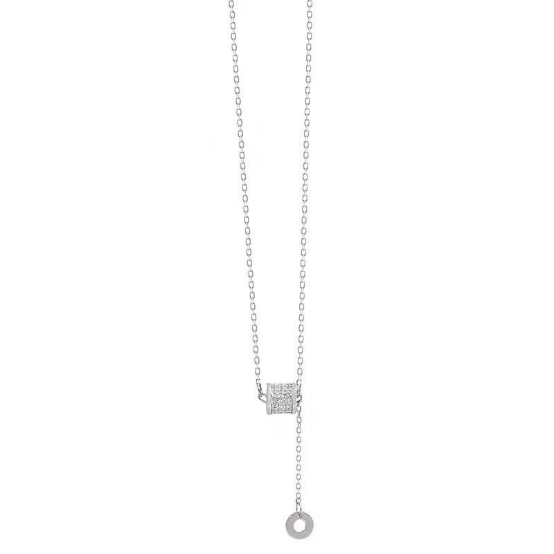 Dainty CZ Bead Drop Sterling Silver Necklace