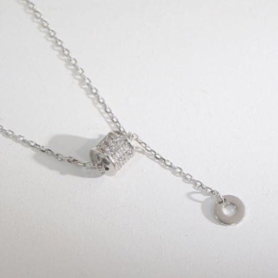 Dainty CZ Bead Drop Sterling Silver Necklace