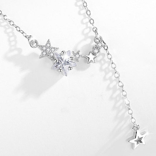 CZ Star Tassel Sterling Silver Necklace